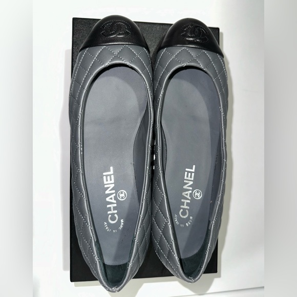 Chanel Dark Grey Flats Size 8.5 never worn - Picture 1 of 4